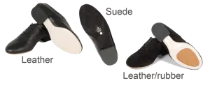 Soorten zolen voor tangoschoenen: leer, suède en rubber